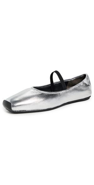 Tory Burch Runway Ballet Flats Silver/Perfect Black 6.5