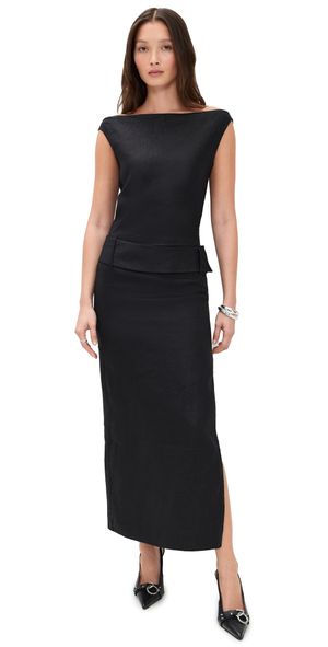 SIR. Raquel Off Shoulder Midi Dress Black 1
