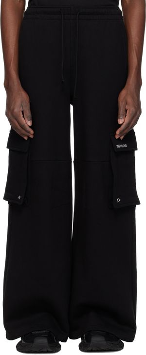 We11done Pantalon de survêtement noir à poches cargo