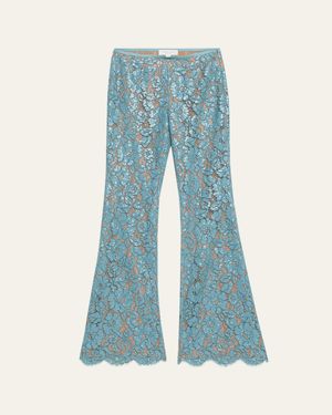 Flare-Leg Sequin Floral Lace Pants