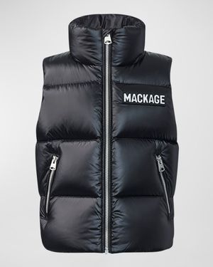 Kid's Charlee Quilted Logo Vest, Size 8-14