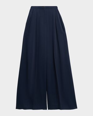 Pleated High-Rise Palazzo Trousers