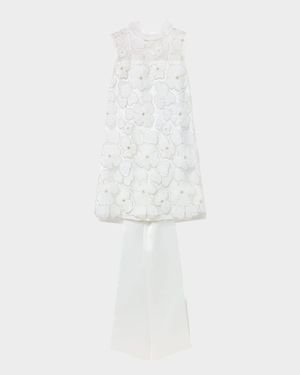 Embellished Tulle Satin Bow Mini Dress