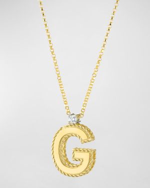 Princess 18K Yellow Gold Diamond Initial Necklace, G