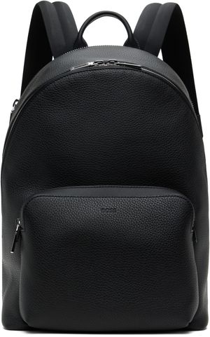 BOSS Black Grained Leather Smart Sleeve Backpack