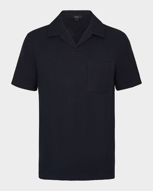 Men's Seersucker Johnny Collar Polo Shirt