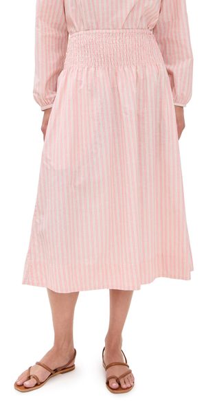 Clare V. Zoe Skirt Peony/Tan Cotton/Linen Stripe L