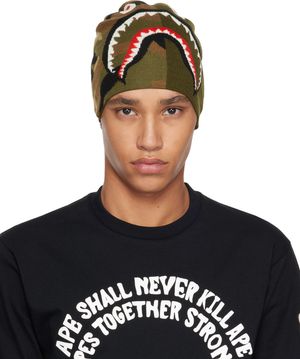 BAPE Bonnet 1st vert en tricot à requin emblématique