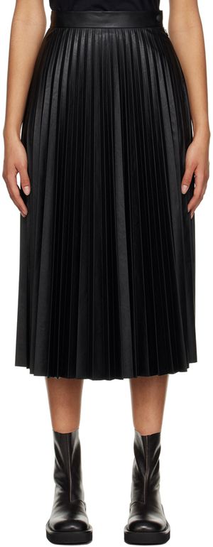 MM6 Maison Margiela Black Pleated Midi Skirt