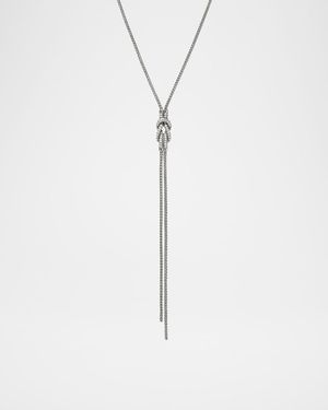 Sterling Silver Pave Love Knot Y Necklace