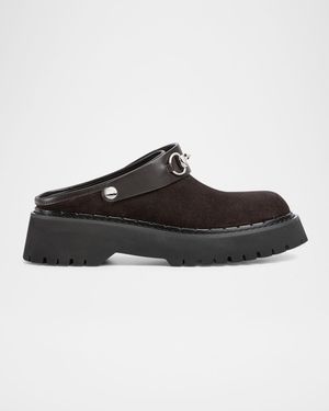 Gum Horsebit Belt Mules