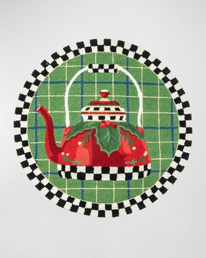 Holiday Tea Kettle Rug, 3' Round