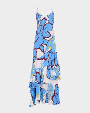 Luisa Floral-Print Ruffle Maxi Dress
