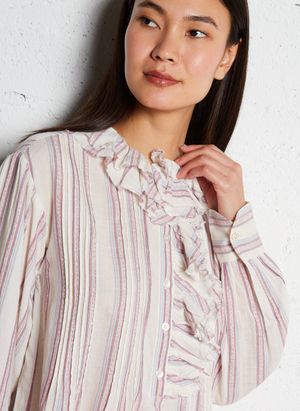 Laurence Bras - Blouse col rond à rayures - Taille 40 - Rouge