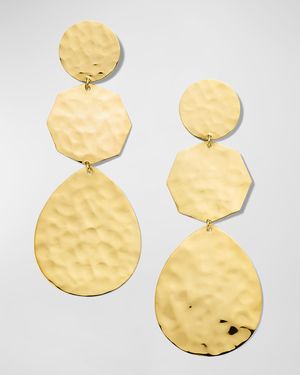 Crinkle Snowman Drop Earrings in 18K Gold