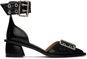 GANNI Black Chunky Buckle Open Cut Heels