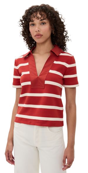 Tanya Taylor Melanie Top Cream/Maritime Blue Thin Stripe XXS