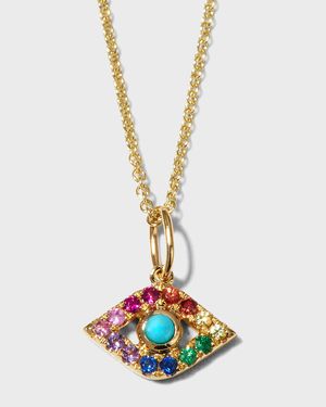 Large Eye Necklace with Stones Surrounding in Rainbow