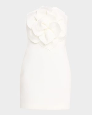 Strapless Rosette Bodice Scuba Mini Dress