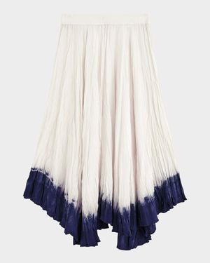 Crinkled Tie-Dye Handkerchief Midi Skirt
