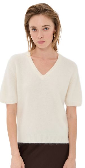 LISA YANG Lovisa Cashmere T-Shirt Cream Brushed 0