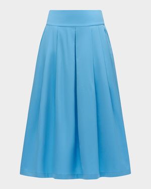 Consuela Pleated Cotton-Silk Midi Skirt