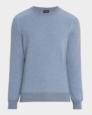 Men's Cashmere Rib Saddle Crewneck Sweater