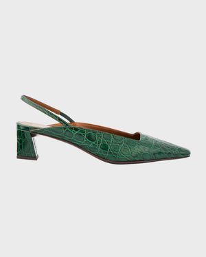 Morpheus Croc-Printed Leather Slingback Pumps