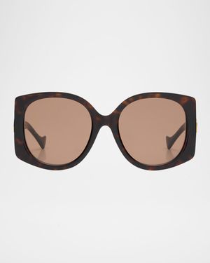 Raised Interlocking GG Acetate Butterfly Sunglasses