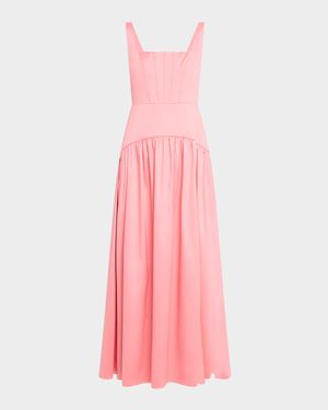 Sleeveless A-Line Stretch Mikado Maxi Dress