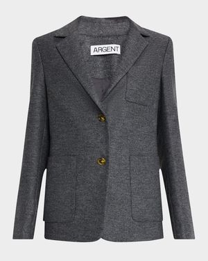 Single-Breasted Textured Wool Weekend Blazer