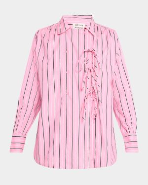 Carmy Striped Double-Breasted Ties Shirt