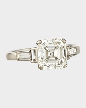 Estate Art Deco Asscher-Cut Diamond Engagement Ring, Size 6.5