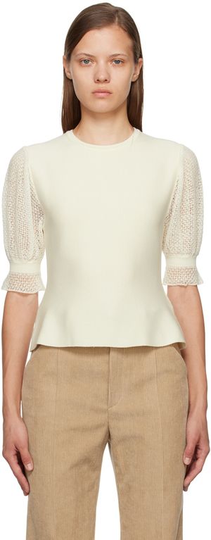 Chloé White Ruched Blouse