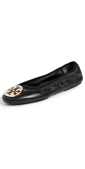 Tory Burch Reva Travel Ballet Flats Perfect Black / Gold 9