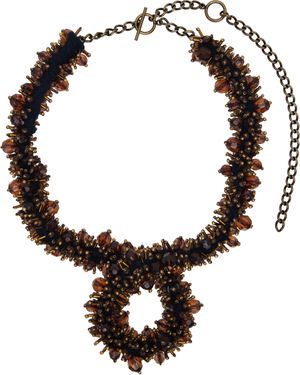 Dries Van Noten Brown Embroidered Necklace