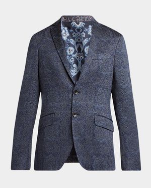Men's Damask Jacquard Two-Button Sport Coat