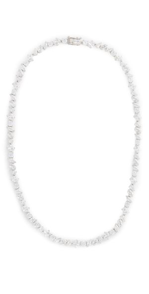 SHASHI Pear Diamond Tennis Necklace Silver One Size