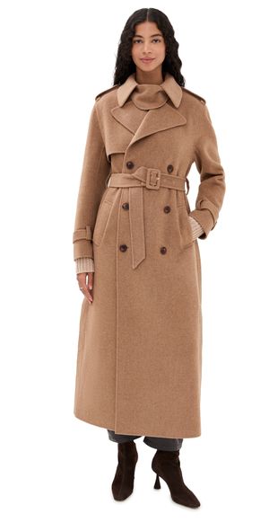 SIMKHAI Rumi Belted Long Coat Camel L