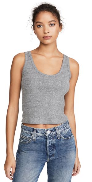 AMO Crop Rib Tank Heather Grey L