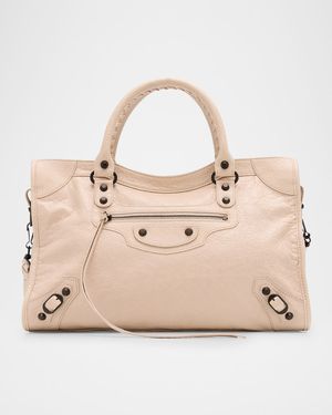 Le City Medium Crinkled Leather Top-Handle Bag