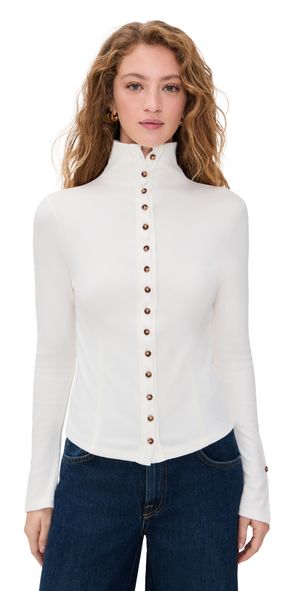 rag & bone The Knit Rib Button Cardigan Ivory XXS