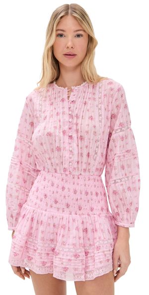LoveShackFancy Janis Dress Raspberry Fields L