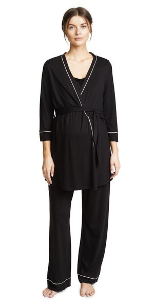 Cosabella Bella Maternity PJ Set Black/Ivory L