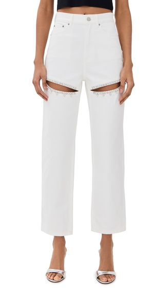 AREA Crystal Slit Jeans White 27