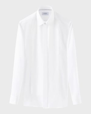 Men's Stripe Bib-Front Contemporary Fit Dress Shirt