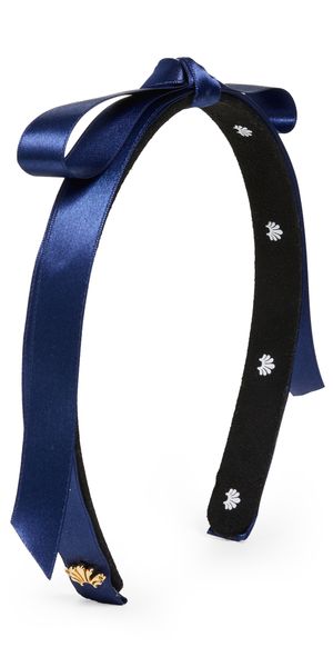 Lele Sadoughi Bardot Satin Ribbon Headband Navy One Size