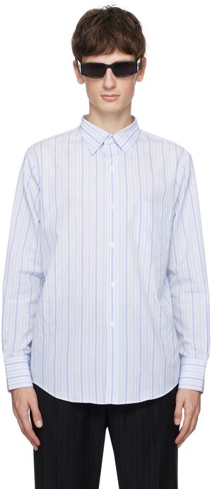 ERNEST W. BAKER Chemise bleu et blanc à rayures