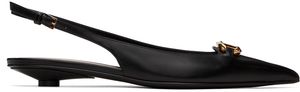 Valentino Garavani Ballerines noires à logo en V The Bold Edition