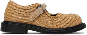 Moschino Beige Olivia Raffia Mary Jane Loafers
